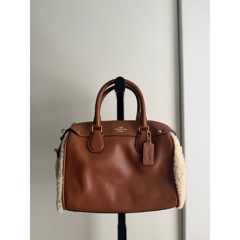 Coach Mini Bennett Shearling Satchel Crossbody - One Size - Brown